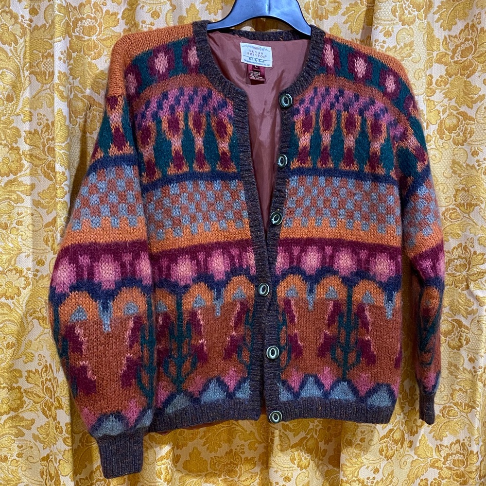 Vintage Susan Bristol sweater cardigan jacket Hand Knitted Fabulous Buttons
